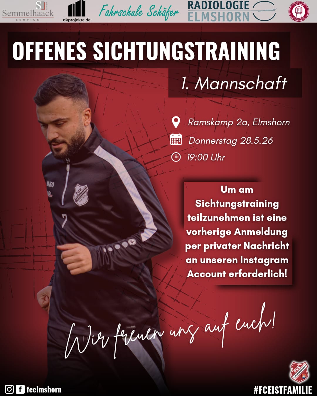 Ein Informationsflyer zu einem offenen Sichtungstraining für die Herrenmannschaft für die Landesliga.