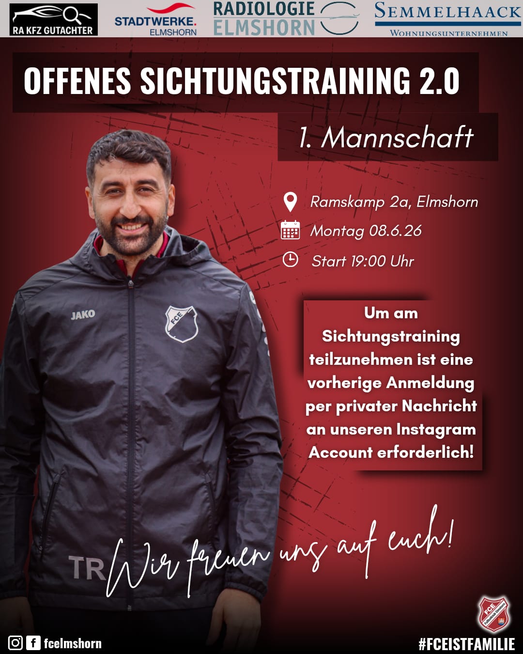 Ein Informationsflyer zu einem offenen Sichtungstraining für die Herrenmannschaft für die Landesliga.